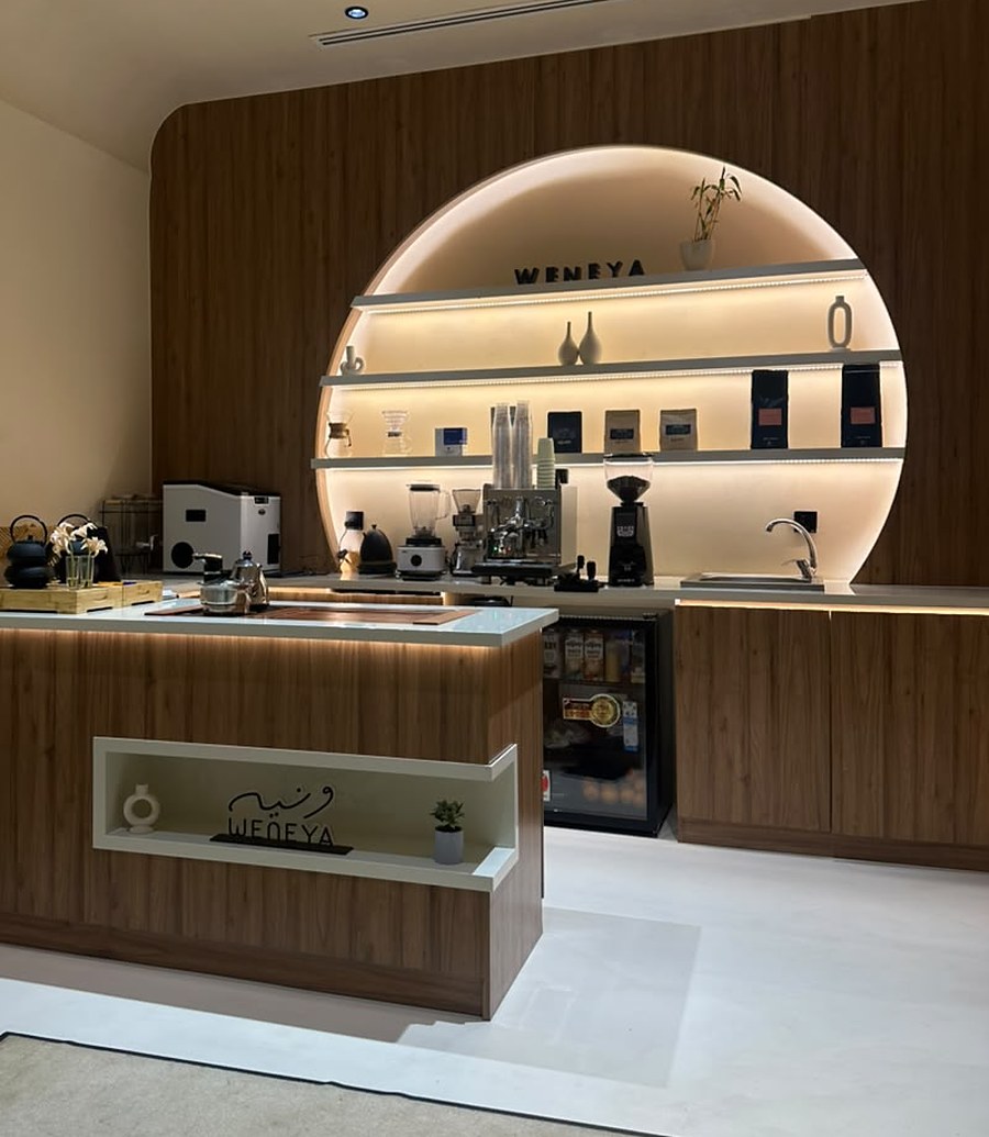 The coffee bar inside Weneya Beauty Center